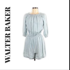 Walter Baker Romper Womens Long Sleeve Chambray Blue Small